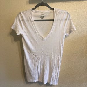 J Crew White V-Neck XXS
